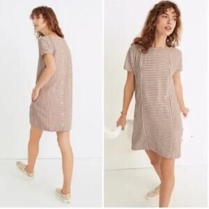 Madewell Stripe-Play Button-Back Tee Dress sz M